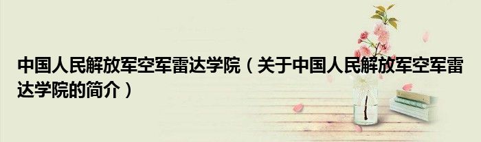 中国人民解放军空军雷达学院（关于中国人民解放军空军雷达学院的简介）
