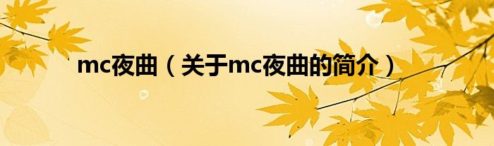 mc夜曲（关于mc夜曲的简介）