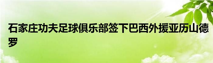 石家庄功夫足球俱乐部签下巴西外援亚历山德罗