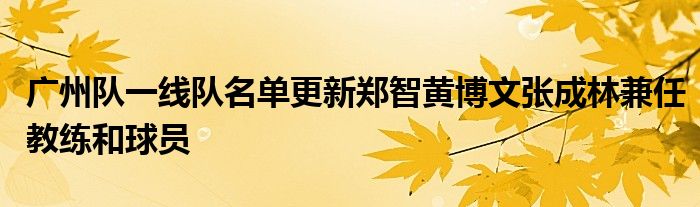 广州队一线队名单更新郑智黄博文张成林兼任教练和球员