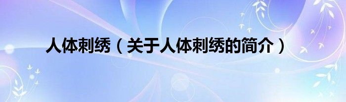 人体刺绣（关于人体刺绣的简介）