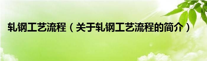 轧钢工艺流程（关于轧钢工艺流程的简介）