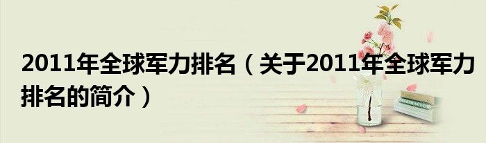 2011年全球军力排名（关于2011年全球军力排名的简介）
