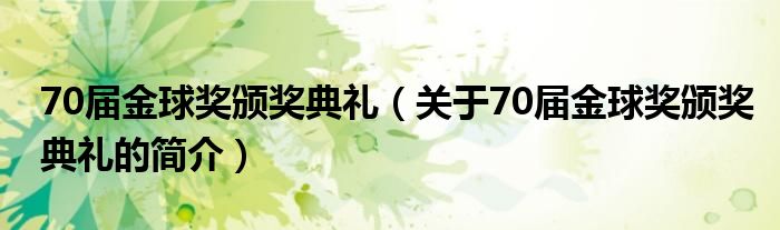 70届金球奖颁奖典礼（关于70届金球奖颁奖典礼的简介）