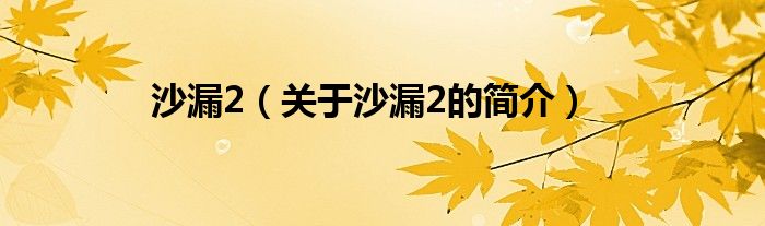 沙漏2（关于沙漏2的简介）