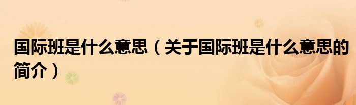 国际班是什么意思（关于国际班是什么意思的简介）