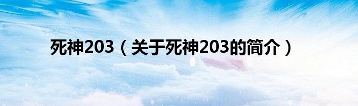 死神203（关于死神203的简介）