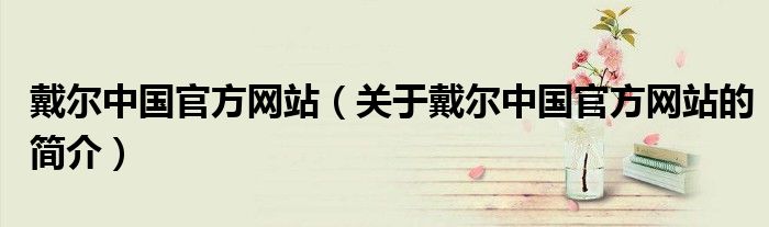 戴尔中国官方网站（关于戴尔中国官方网站的简介）