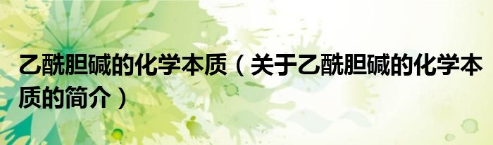 乙酰胆碱的化学本质（关于乙酰胆碱的化学本质的简介）