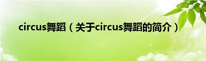 circus舞蹈（关于circus舞蹈的简介）