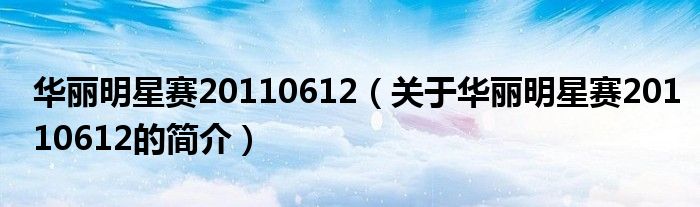 华丽明星赛20110612（关于华丽明星赛20110612的简介）