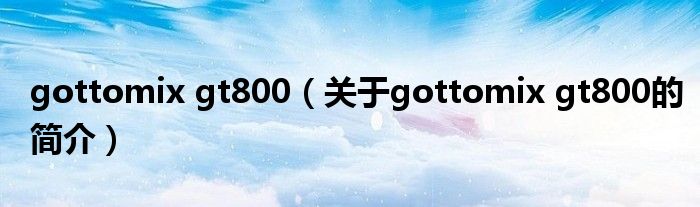 gottomix gt800（关于gottomix gt800的简介）