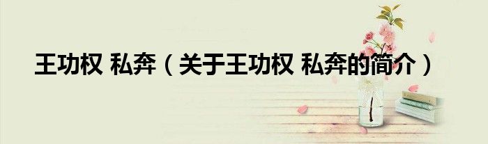 王功权 私奔（关于王功权 私奔的简介）