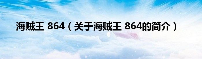 海贼王 864（关于海贼王 864的简介）