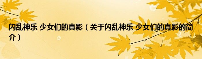 闪乱神乐 少女们的真影（关于闪乱神乐 少女们的真影的简介）