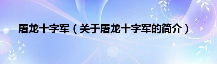屠龙十字军（关于屠龙十字军的简介）