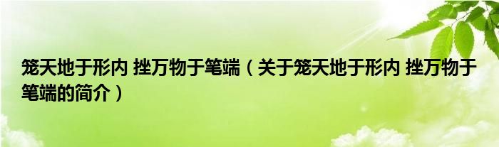 笼天地于形内 挫万物于笔端（关于笼天地于形内 挫万物于笔端的简介）