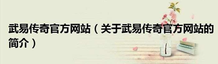 武易传奇官方网站（关于武易传奇官方网站的简介）