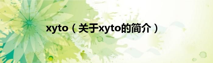 xyto（关于xyto的简介）
