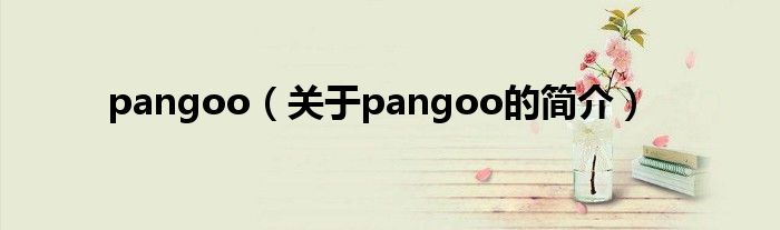 pangoo（关于pangoo的简介）