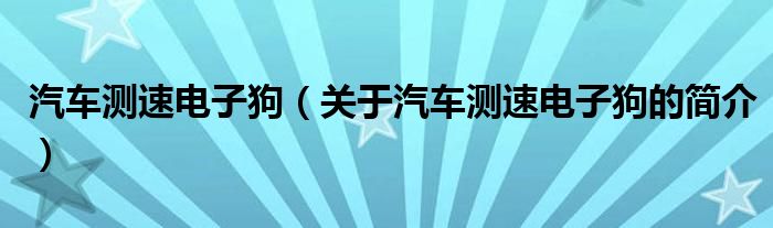 汽车测速电子狗（关于汽车测速电子狗的简介）