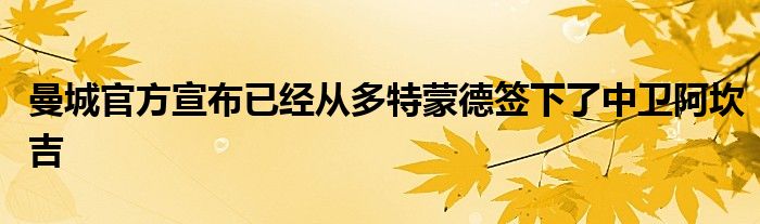 曼城官方宣布已经从多特蒙德签下了中卫阿坎吉