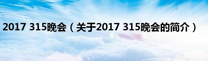 2017 315晚会（关于2017 315晚会的简介）