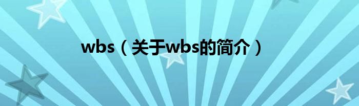 wbs（关于wbs的简介）