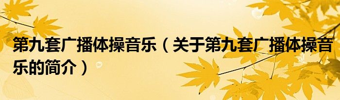 第九套广播体操音乐（关于第九套广播体操音乐的简介）