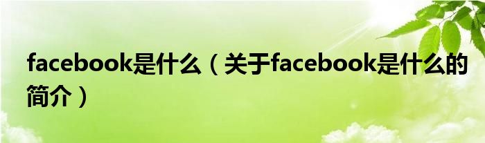 facebook是什么（关于facebook是什么的简介）