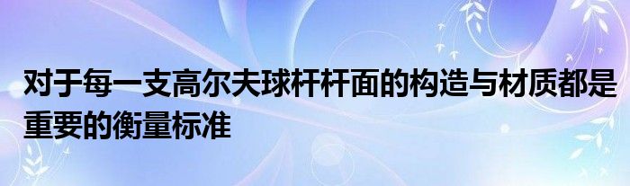 对于每一支高尔夫球杆杆面的构造与材质都是重要的衡量标准