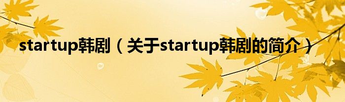 startup韩剧（关于startup韩剧的简介）