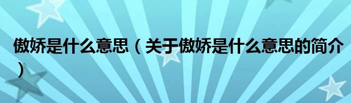 傲娇是什么意思（关于傲娇是什么意思的简介）