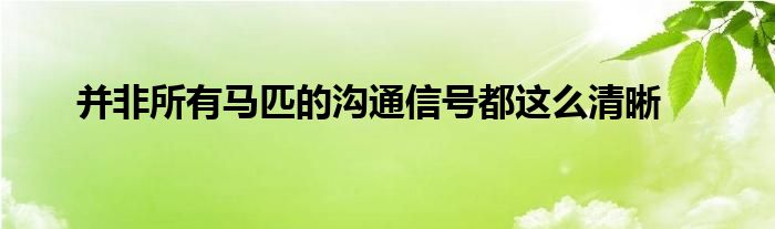 并非所有马匹的沟通信号都这么清晰