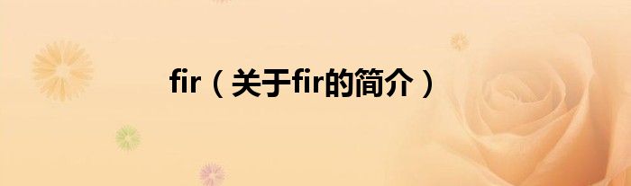 fir（关于fir的简介）
