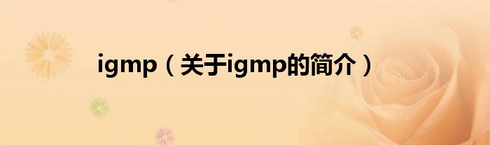 igmp（关于igmp的简介）