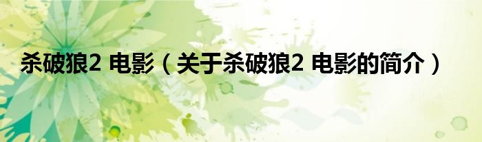 杀破狼2 电影（关于杀破狼2 电影的简介）