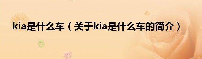 kia是什么车（关于kia是什么车的简介）