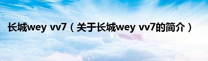 长城wey vv7（关于长城wey vv7的简介）