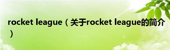 rocket league（关于rocket league的简介）