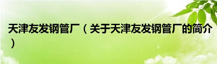 天津友发钢管厂（关于天津友发钢管厂的简介）