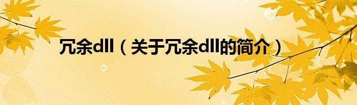 冗余dll（关于冗余dll的简介）