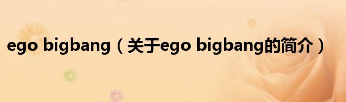 ego bigbang（关于ego bigbang的简介）