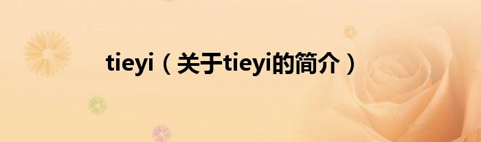 tieyi（关于tieyi的简介）