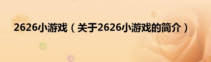 2626小游戏（关于2626小游戏的简介）