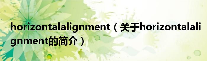 horizontalalignment（关于horizontalalignment的简介）