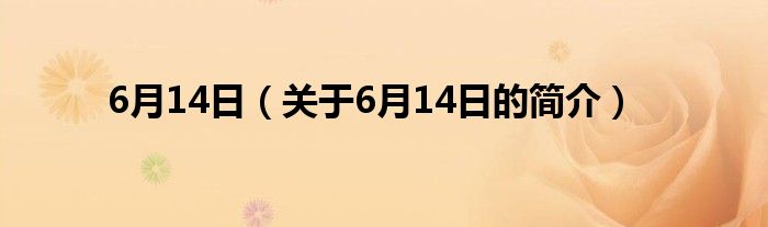 6月14日（关于6月14日的简介）