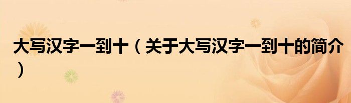 大写汉字一到十（关于大写汉字一到十的简介）