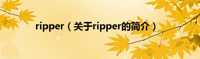 ripper（关于ripper的简介）