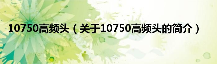 10750高频头（关于10750高频头的简介）